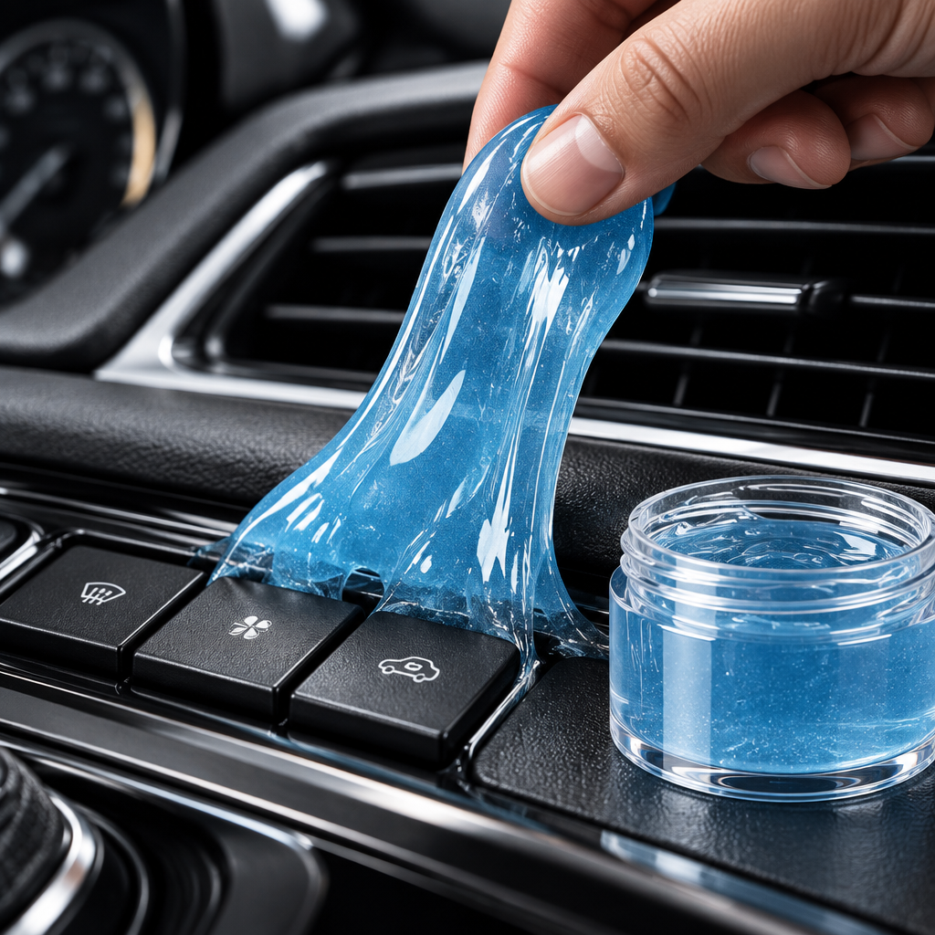 Detalle del gel limpiador reutilizable para el coche